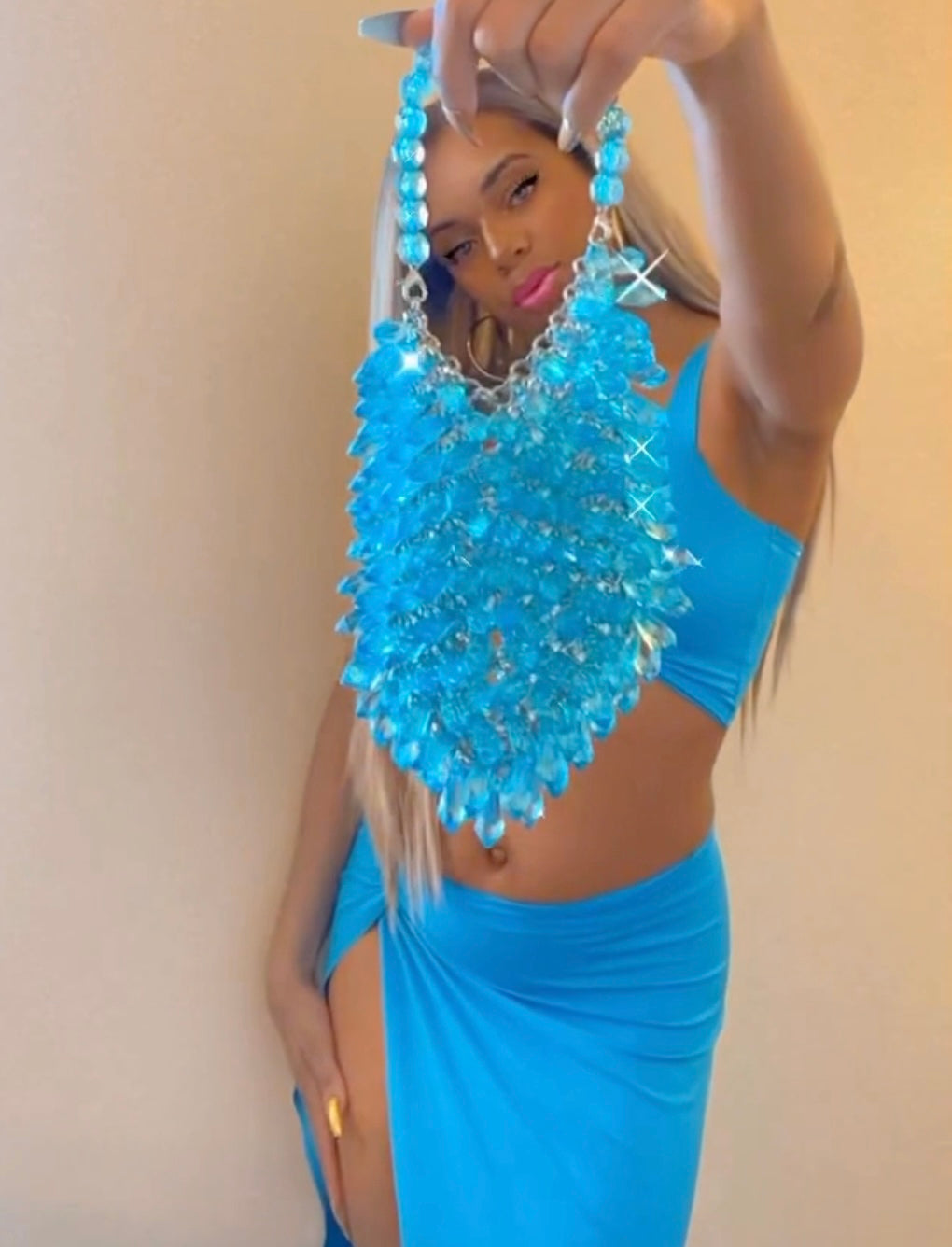 Blue Azure Chandelier Clutch