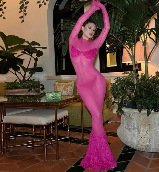 Pink Flamingo Feather Dress