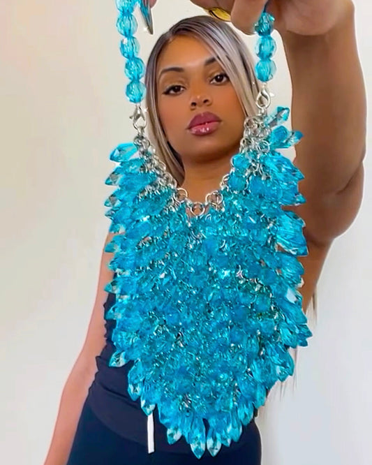 Blue Azure Chandelier Clutch