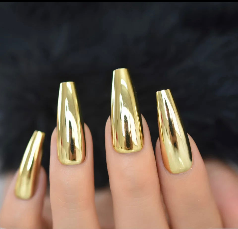 Gold Metal Press Ons {24 Nails}