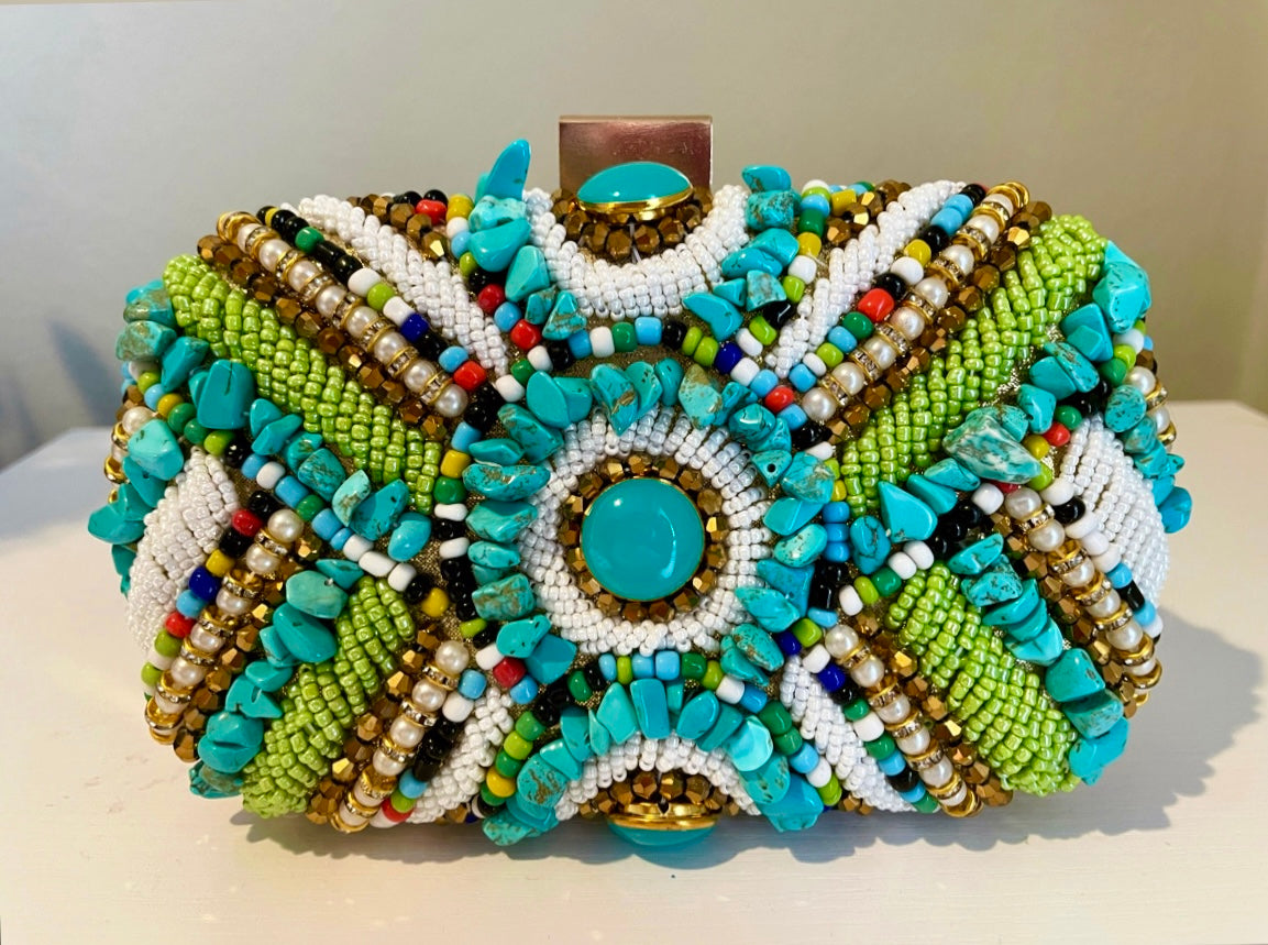 Turquoise Bohemian Clutch