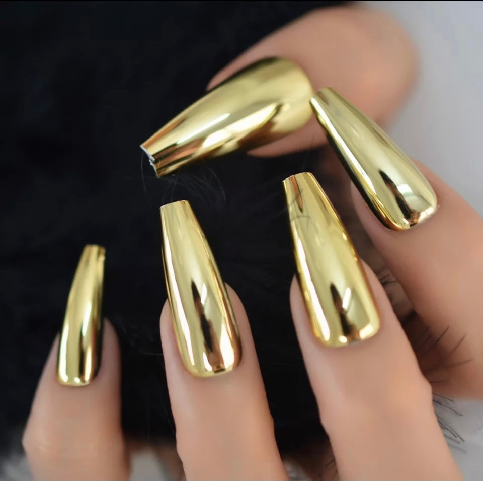 Gold Metal Press Ons {24 Nails}