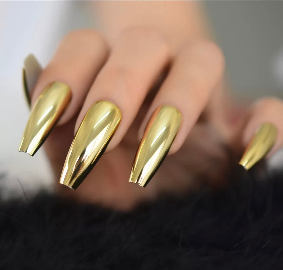 Gold Metal Press Ons {24 Nails}