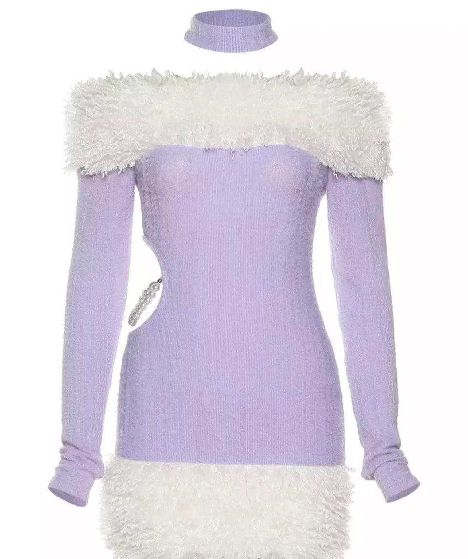Lavender & Pearl Cutout Sweater Dress