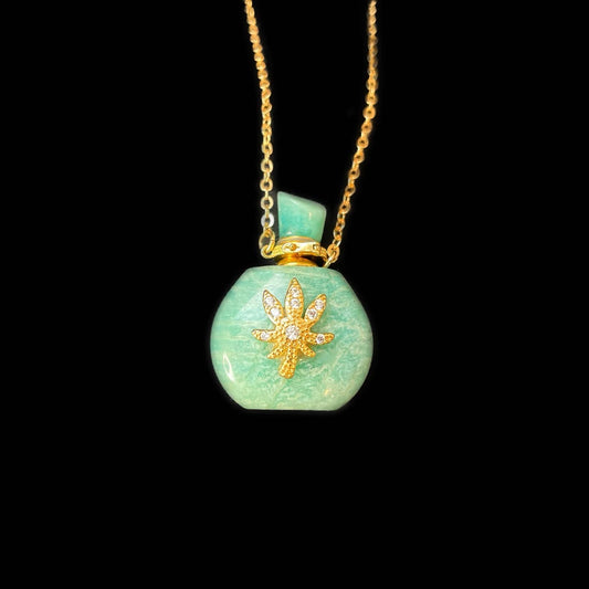 Stoned Pot Of Gold Perfume Necklace