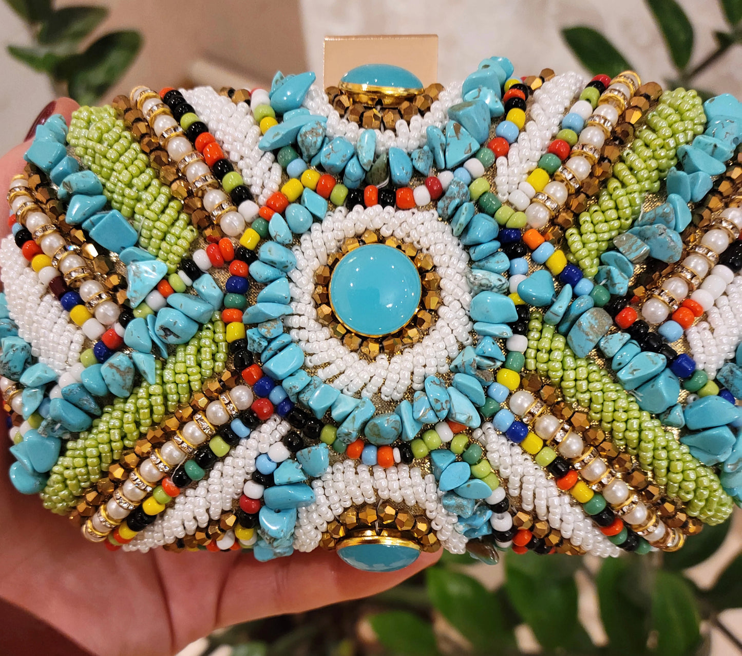Turquoise Bohemian Clutch