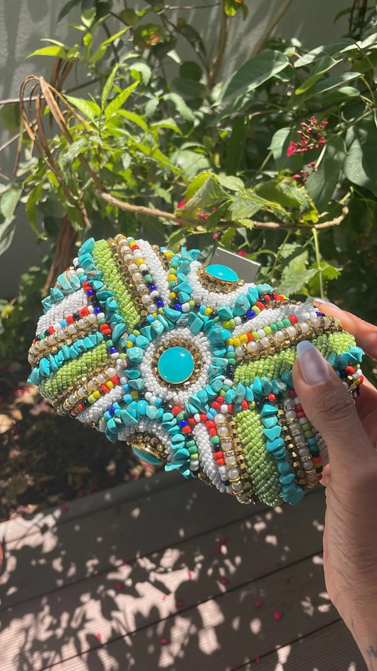 Turquoise Bohemian Clutch