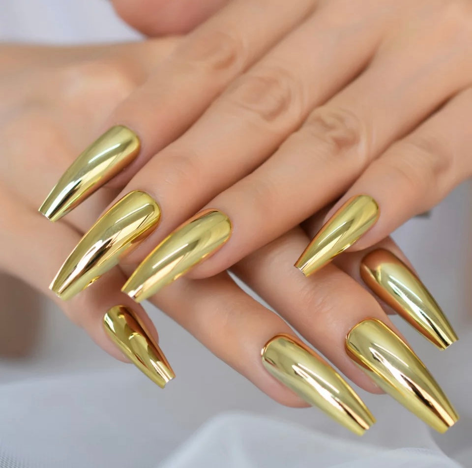 Gold Metal Press Ons {24 Nails}