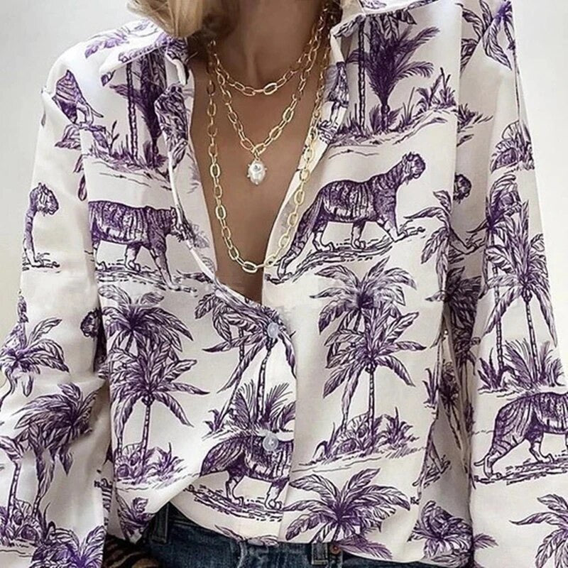 Yacht Rock Baroque Button Up - Purple & Pale Pink
